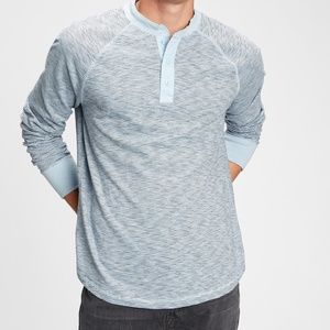 NEW Gap Striped Henley — Light Blue — M